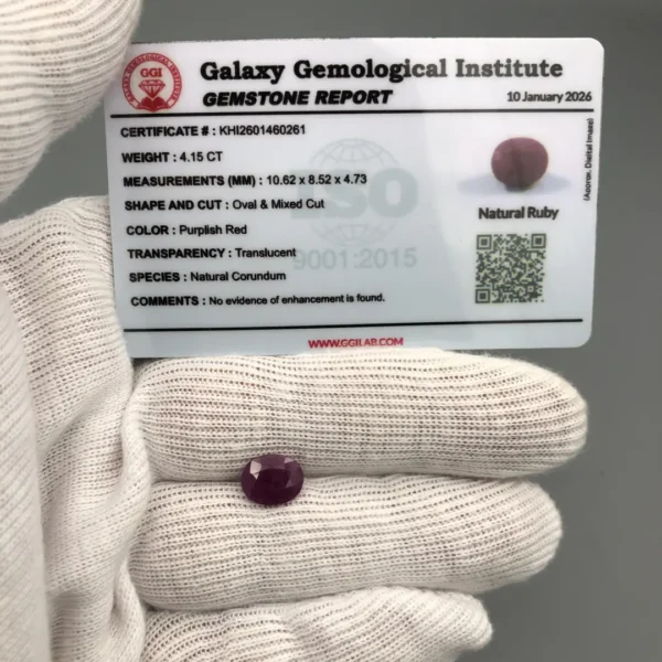 Natural Ruby 4.15ct Certificate