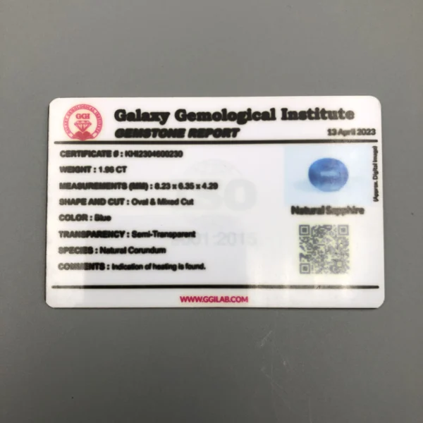 17276E2C-CE71-4AA7-99DD-C680CC7C938B Natural Ceylon Blue Sapphire 1.96ct Heat (Certificate)
