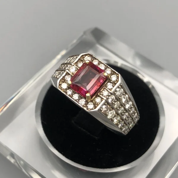 Natural Mozambique Ruby Ring with 2.00ct Ruby and 1.54ct Diamonds in Custom Silver – AIG Certified | REALSTONES.PK