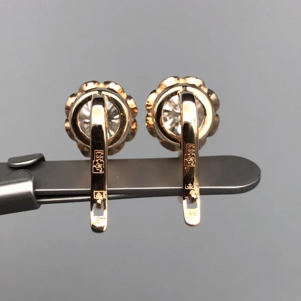 Vintage Style Natural Diamond Earrings in 14K Gold with 3.26ct Round Diamonds | REALSTONES.PK