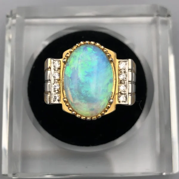 Natural Australian Opal 5.30ct in Modern Silver Ring