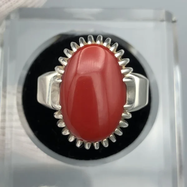 Natural Japanese Coral 18.10ct Deep Red Colour in Silver Ring