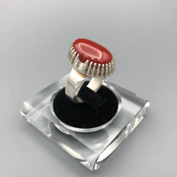 Natural Japanese Coral 18.10ct Deep Red Colour in Silver Ring