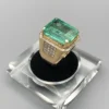 Natural Panjshir Emerald 21.97ct 12K Gold Ring with Diamonds