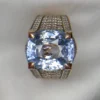 Large Natural Ceylon Blue Sapphire 17.01ct & Diamonds 2.42ct | 10K Gold Ring | GIL Thailand Certified