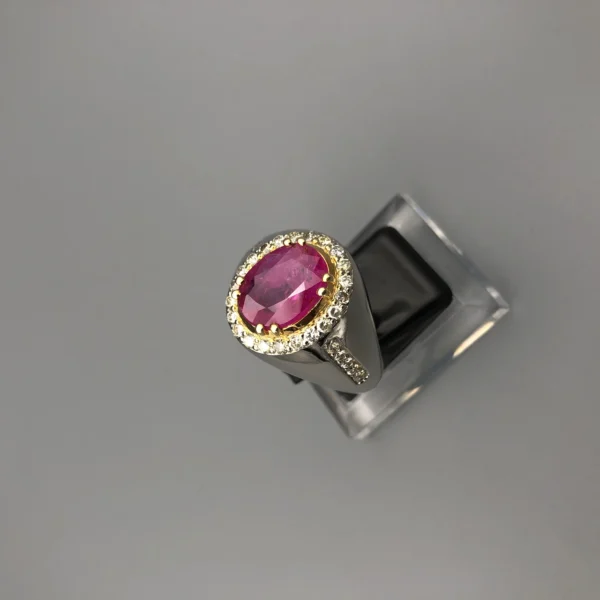 7b71803a-b06b-4320-8625-10f99bc48940 Natural Afghan Ruby 3.84ct & Natural Diamonds 0.77ct in Bespoke Silver Ring