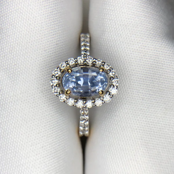pastel blue sapphire gold ring
