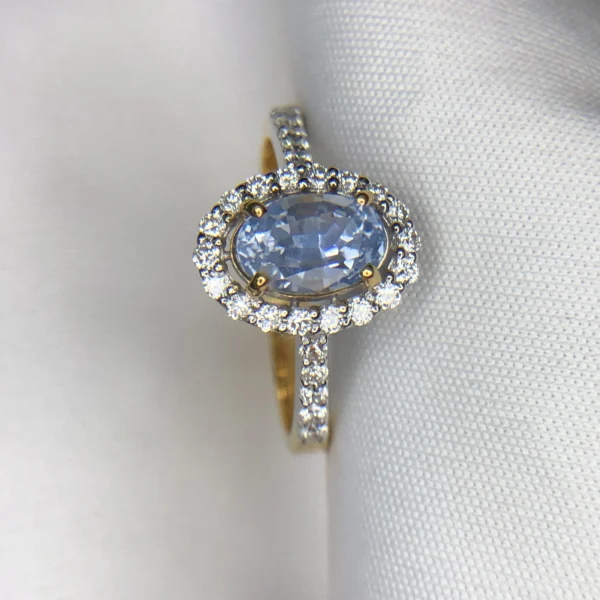pastel blue sapphire gold ring