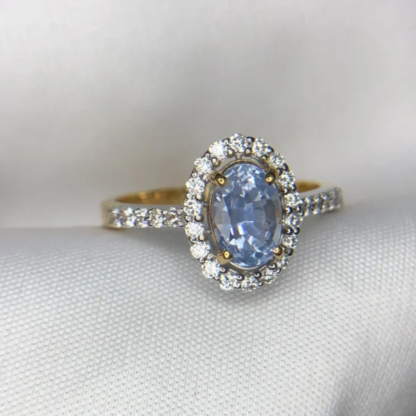 pastel blue sapphire gold ring